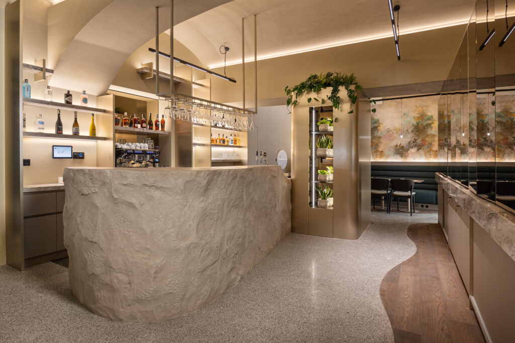 Fotografie designové restaurace v butikovém hotelu Origin